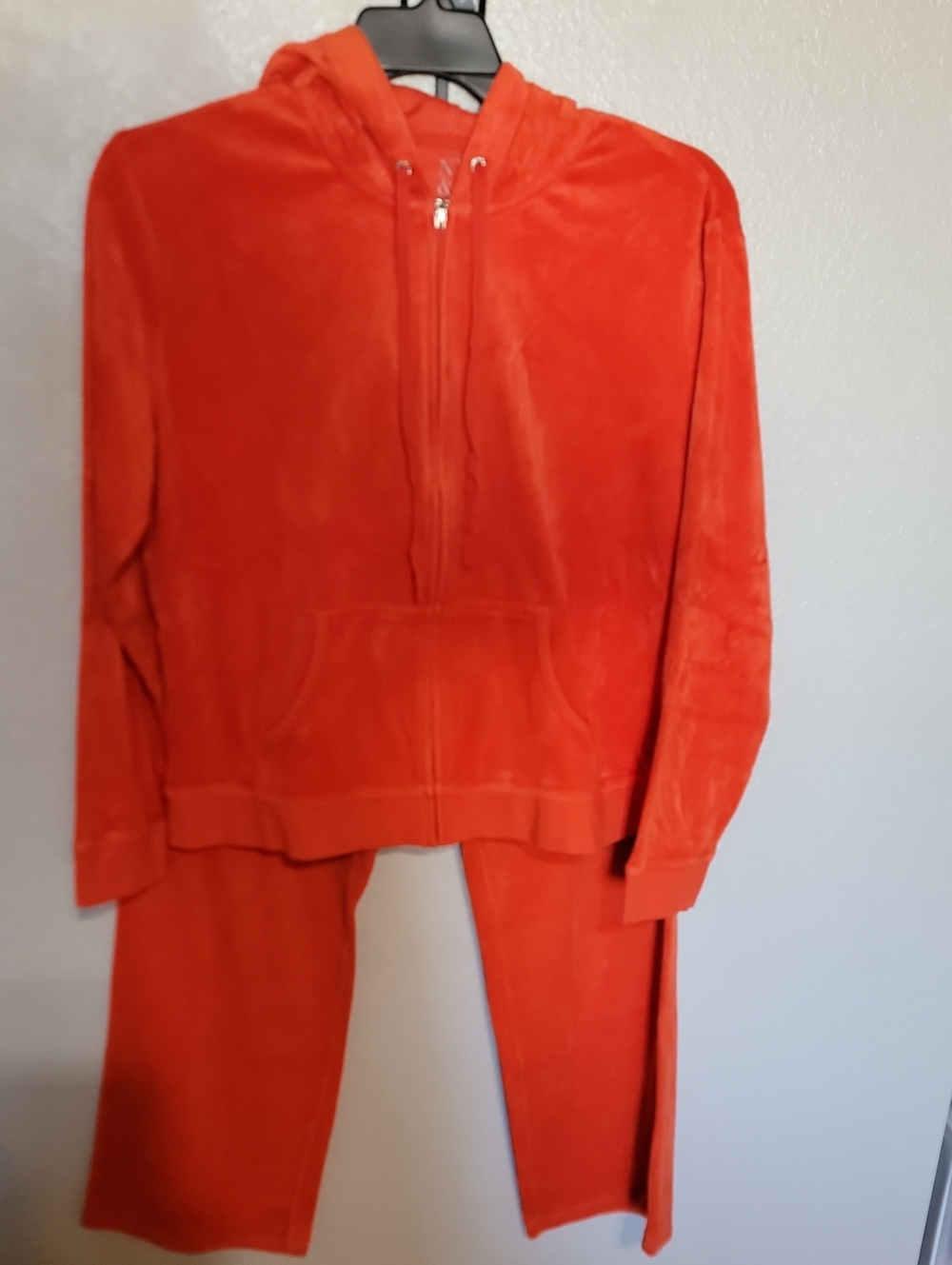 New York & Company Orange Velour Hoodie and Jogger Set